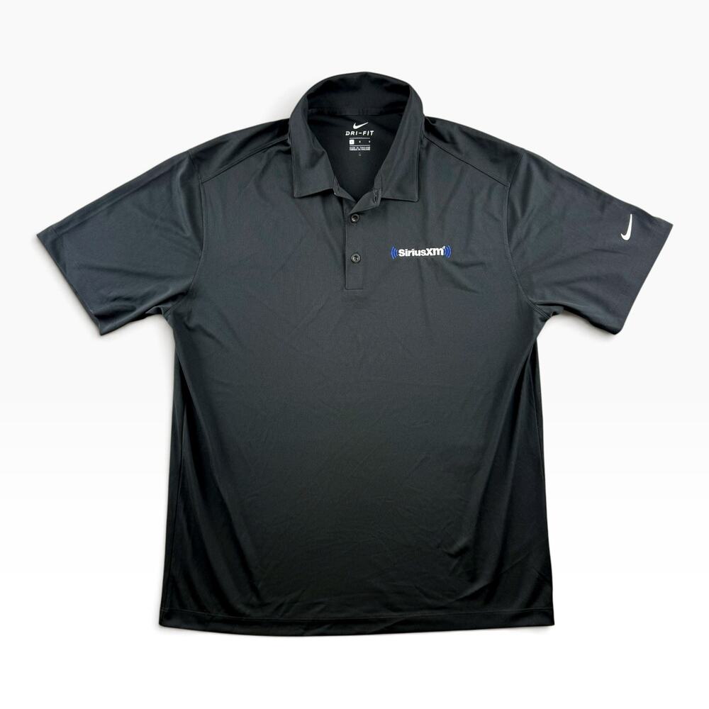 Nike Dri-Fit SIRIUS XM Satellite Radio Men's Size Large Polo Shirt Black Golf
